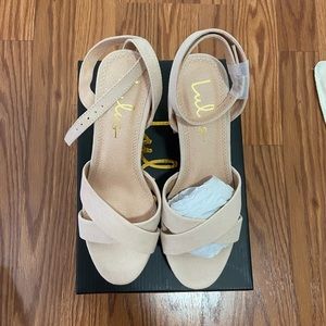 Selah Light Nude Suede Ankle Strap Heels